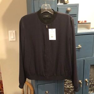 Theory Navy Blue Bomber Jacket - Sz Small - NEW